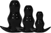 3pcs/Sets Butt Plug Douche Enema Anal Dilator Peekers Hollow Anal Plug (Black)
