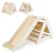 Costway Climb Playset 4in1 Climbing Frame Triangle Climber Slide Set w/Net Ladder Ramp Indoor Activity Center Gift