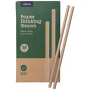 J.Burrows Kraft Paper Straws 200 Pack 8mm