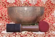Old Jambati Blessed E Note Antique Tibeta Singing Bowl Set-10.9"In Handmade Bowl