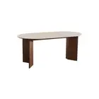 Cionne Oval Matte Stone Top Dining Table/Walnut Timber Legs