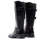 Women Knee-High Boots Retro Chic Multi-Buckle Vegan Leather Low Block Heel