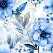 ICY Blue White Grey Large Floral Leaf Watercolor Plants Peel and Stick Wallpa...