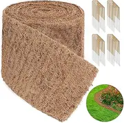LukLoy Natural Mulch Roll for Landscaping 240/'' X 6.3/'' Coconut Fiber Liner Mat with 32 U-Shaped Steel Stakes, Thick Garden Edging Border, Liners Planters, Vegetables & Flowers