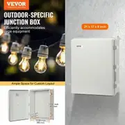 Outdoor Electrical Junction Box 530 x 430 x 200 mm ABS Plastic Electrical Enclosure Box with Hinged Cover Stainless Steel Latch IP67 Dustproof Waterproof
