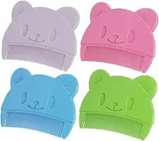 NIYANGLE 4Pcs Shampoo Brush Silicone Scalp Massager for Boy Girl Gentle Scalp Scrubber with Bear Design for Bath and Cradle Cap Care