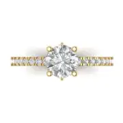 14K Yellow Gold Accents Promise Ring, 1.465 ct Round Cut Simulated Diamond