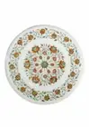 24"x24" White Round Marble Coffee Table Top Inlay Top