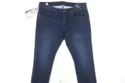 BUFFALO DAVID BITTON DARK FADED BLUE 34X32 SKINNY MAX STRETCH JEANS MENS NWT NEW