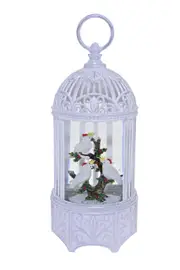 Magical Christmas Lantern - White Birdcage with Cockatoos