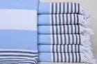 Turkish Towel Beach, Green-Blue Towel, 36x67 Inches, Striped,Terry Towel
