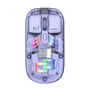 iBlancod H118 Dual Mode Wireless Mouse RGB 1600DPI Dual Mode 2.4G & BT5.0 Rechargeable Transparent Magnetic PC Cover Gam