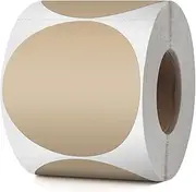YIKIADA Khaki Round Thermal Labels 3 Inches Circle Thermal Sticker Paper Self-Adhesive Waterproof Dot Stickers for Busineses & Warehouses 500 PCS per Roll