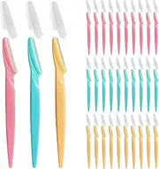 YUESUO Eyebrow Razor, 40pcs Face Razor for Women and men, Portable Facial Hair Remover and Shaver with Protective Cover, 3-color safe and accurate facial beauty tools (40 count (Pack of 1))