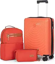 [CONCEPTEN] Carry On Luggage 22x14x9 Airline Approved, 20-inch Hard Shell Suitcases with Wheels,Lightweight Carry on Suitcase with TSA Lock, Tangerine, PP-20in-B