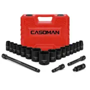 CASOMAN 1/2-Inch Drive Shallow Impact Socket Set, Metric, 10mm-32mm, CR-V, 6-...