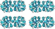 uxcell 4Pcs Rhinestone Crystal Applique, Rhinestone Iron on Patch, Bow Hot Fix Crystal Sewing Applique for Bridal Sash Wedding Dress Shoes Bags, Lake Blue