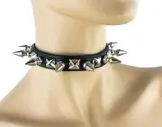 Spike Studded Gothic Collar Genuine Leather Punk Goth Thrash Metal Choker