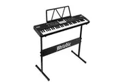 61 Key Electronic Keyboard Portable Standard Piano Music Instrument with Microphone Adjustable Stand Power Adapter Black