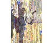 Elephant fine art watercolor painting. Colorful elephant watercolor art (print)