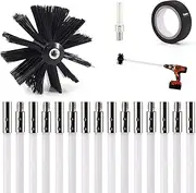 8FT Chimney Sweep Kit, Dryer Vent Duct Cleaning Brush with 6/9/12/15 Flexible Rods Rotary Drill Drive Chimney Cleaner System for Fireplace Flue Home Use Drier Lint Sweeping Tool,20FT