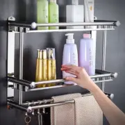 Thickened Non-perforated Toilet Towel Rack Stainless Steel Shelf Double Bathroom