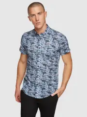 Tottenham Palmtree Print Short Sleeve Shirt