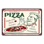 3x Pizza Fresh Mozzarella Real Tomato Rustic Metal Sign Vintage Tin Garage Bar