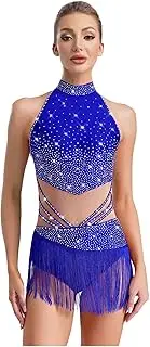 [Loodgao] Latin Jazz Dance Costume for Women Fringe Bodysuit Rumba Samba Salsa Dancing Party Unitards