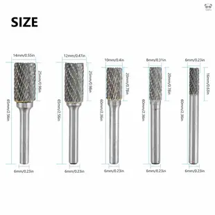 1/4" 雙切割鎢鋼硬質合金旋轉銼研磨機柄鑽頭套裝 5pcs