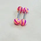 14G set of 2 barbells for tongue rings nipple rings piercings new purple orange