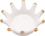 [WOOVEEWIND] Small Moon Ceramic Jewelry Dish Tray, Decorative Trinket Dish, Ring Holder Dish, Modern Accent Tray for Bathroom,Nightstand,Entryway Table, Vanity (White Crown)
