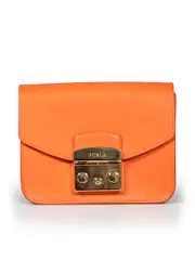 Orange Leather Metropolis Small Crossbody Bag