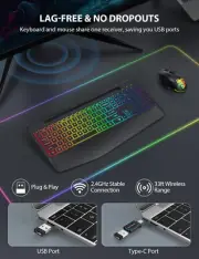 Trueque Wireless Keyboard and Mouse Combo Backlit with Wrist Rest, Jiggler Mouse