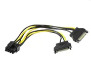 20CM PCIe 8Pin ( 6+2 ) Male to 2 x SATA 15Pin Male Cable [CB-PS-285]