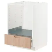 METOD / MAXIMERA base cabinet for oven with drawer, white/Fröjered light bamboo, 60x60x80 cm