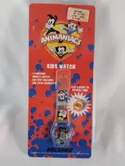 Animaniacs Watch Toy Yakko Wakko & Dot Flip Cover Digital Watch By Nelsonic 1995
