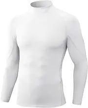 Queerier Men's Turtleneck Compression Shirts Long Sleeve Mock Thermal Base Layer Top Athletic Cool Dry Sports Undershirts