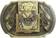 [JEAN'S FRIEND] Vintage Bronze Plated Western Tiger Wildlife Belt Buckle also Stock in US