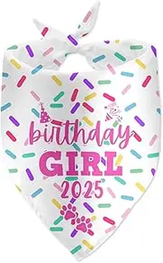 Birthday Girl 2025 Dog Bandanas for Photo Prop Pet Happy Birthday Party Accessories Decorations