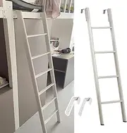 Replacement White Twin Bunk Bed Ladder Only, Rv Bunk Bed Ladder with Adjustable Hooks, Kids Adult Metal Step Climb Ladder, for Dorm Loft Home (Size : 116cm/45)