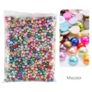 200 Mixed Color Half Pearl Bead 10mm Flat Back Gem Scrapbook Craft