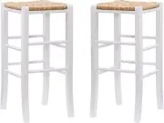 White Woven Seagrass Seat, Set of 2 Augustus Backless Barstool, Bar Height