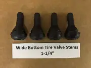 Set of 4: Snap In Black Rubber Wide Bottom Tire Valve Stems 1-1/4" TR415 USA