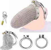 dnofowl SM Penis Cage Stainless Steel Chastity Cage Men Chastity Cage Male Cock Cage Chastity Belt Chastity Penis Cage Sex Toys for Men Bondage Sex Toys(Silver/L,Rund/55mm)