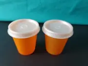Tupperware Tupper Minis Midgets Set of 2 Orange with Pearl Seal