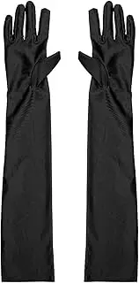[Jagowa] 2PCS Long Black Gloves Satin Elbow Length 1920s Opera Gloves Evening Costume Party Dance Gloves for Women(Black, White, Red)