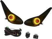 Led Fog Lamp DRL Compatible For Aqua Prius 2018 2019 Daytime Running Light Angel Eyes Front Bumper Driving Waterproof Accessories(White Yellow Ring)