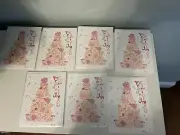 Stephanie Tara Christmas Cards, Pink Christmas Tree, Set of 7, NEW
