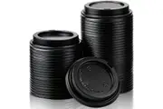1000x 90mm Plastic Coffee Cup Lids for 12oz / 16oz Cups Dome Style - Black